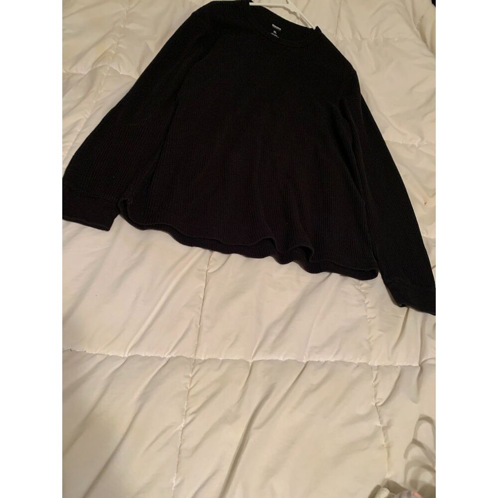 Sonoma Goods for Life Black Waffle Knit Long Sleeve Top XL